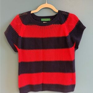 Clare V. Red and Black Striped Short Sleeve Sweater